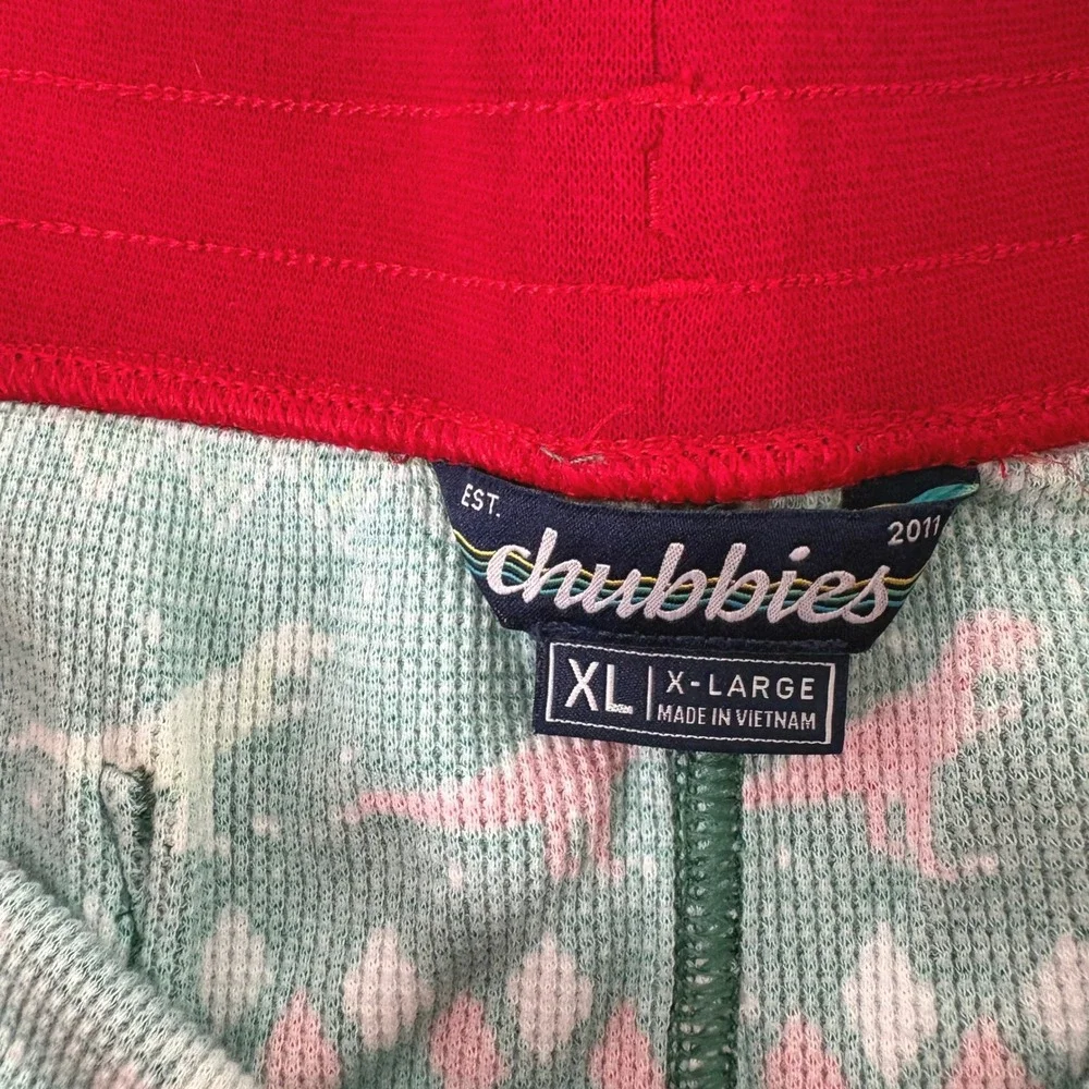 Chubbies Pajama Lounge Shorts Mens XL Green‎ Dinosaur Taco Waffle Knit Holiday